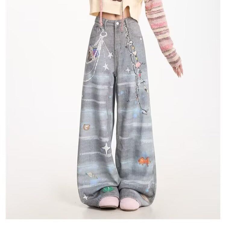 Niche Distressed Loose Wide-leg Pants