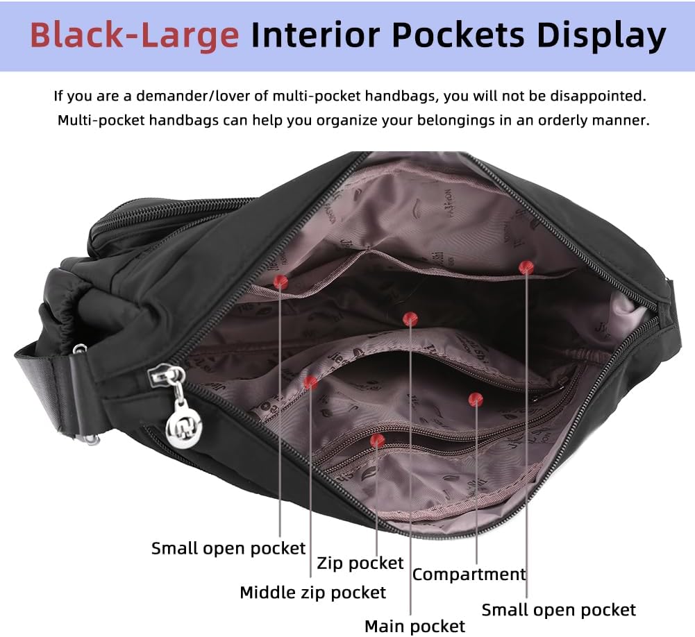 Women Shoulder Handbag Roomy Multiple Pockets Bag Ladies Crossbody Purse Fashion