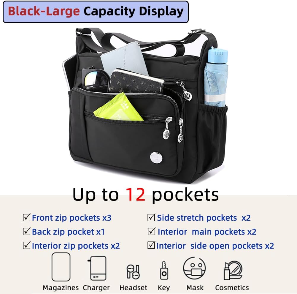 Women Shoulder Handbag Roomy Multiple Pockets Bag Ladies Crossbody Purse Fashion