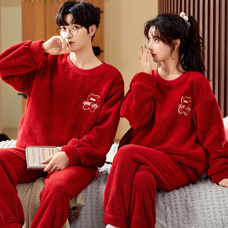 Coral Fleece Couple Household Velvet Pajamas