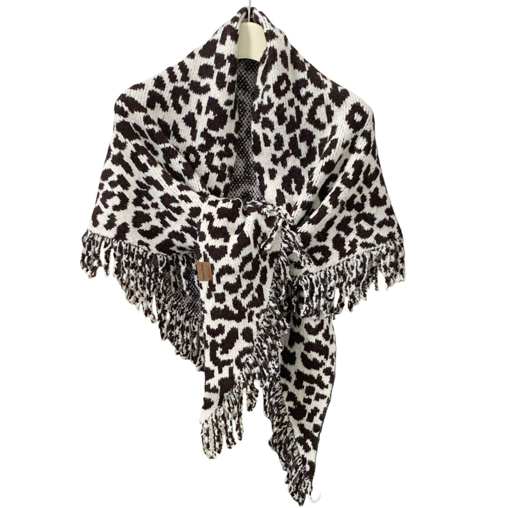 Warm And Stylish Leopard Fringe Scarf Shawl Two-in-one