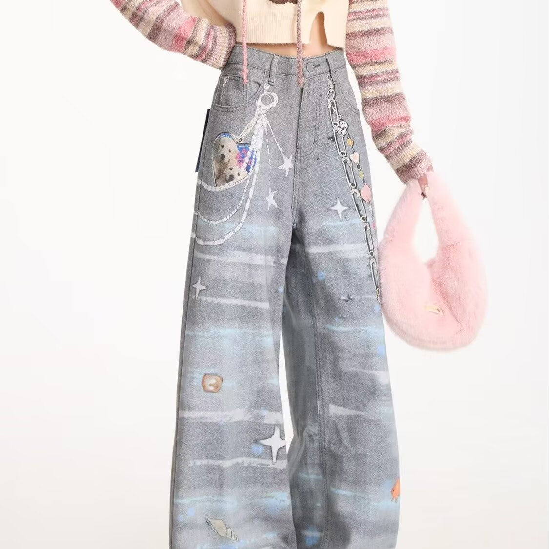 Niche Distressed Loose Wide-leg Pants