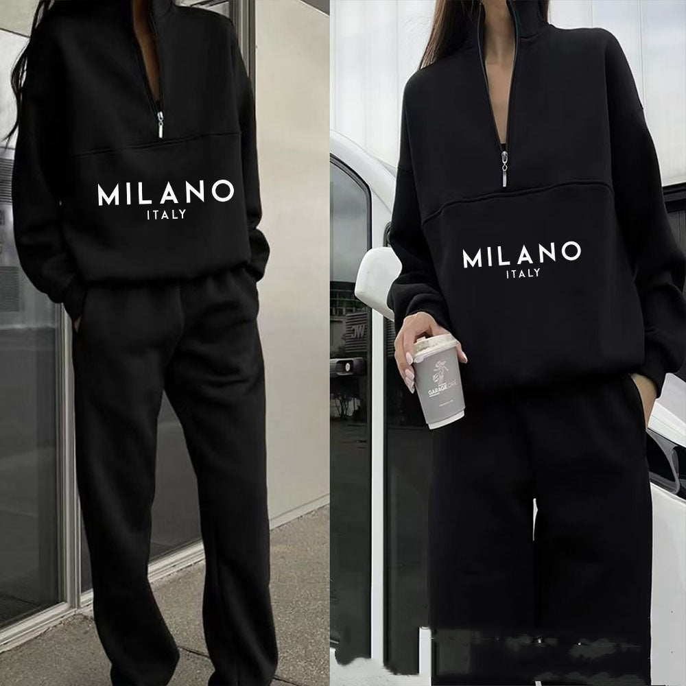 Women's Fashion Printed Hoodie Suit